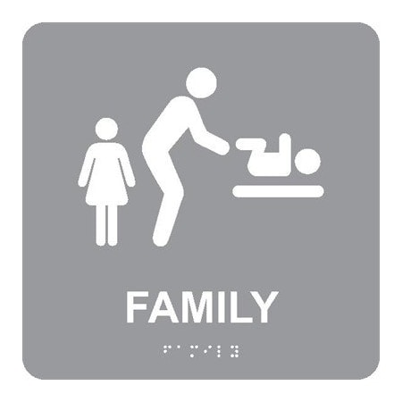 Family Restroom Braille Ada Sign, ADA27GR